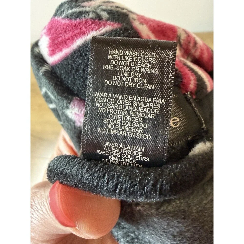 Nanette Lepore Floral Plush Bath Robe Women’s Large Black Pink